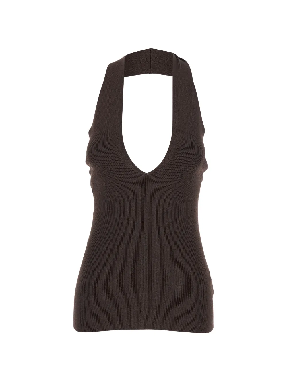 Federica Tosi halterneck ribbed top - Marrone