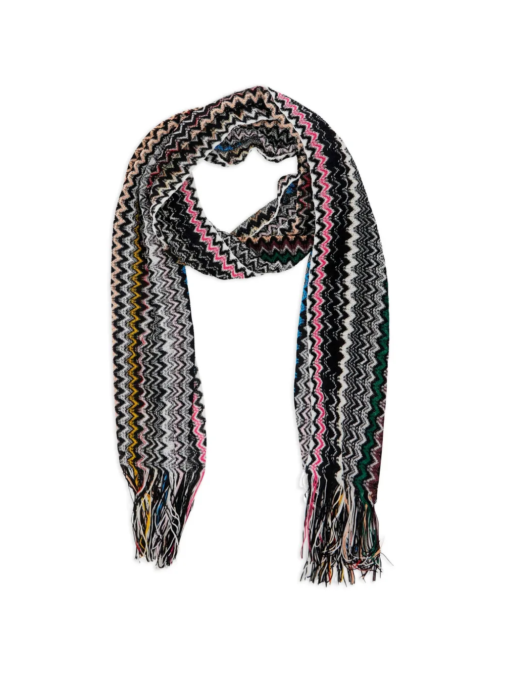 Missoni Sjaal met franje en chevron-streep Zwart
