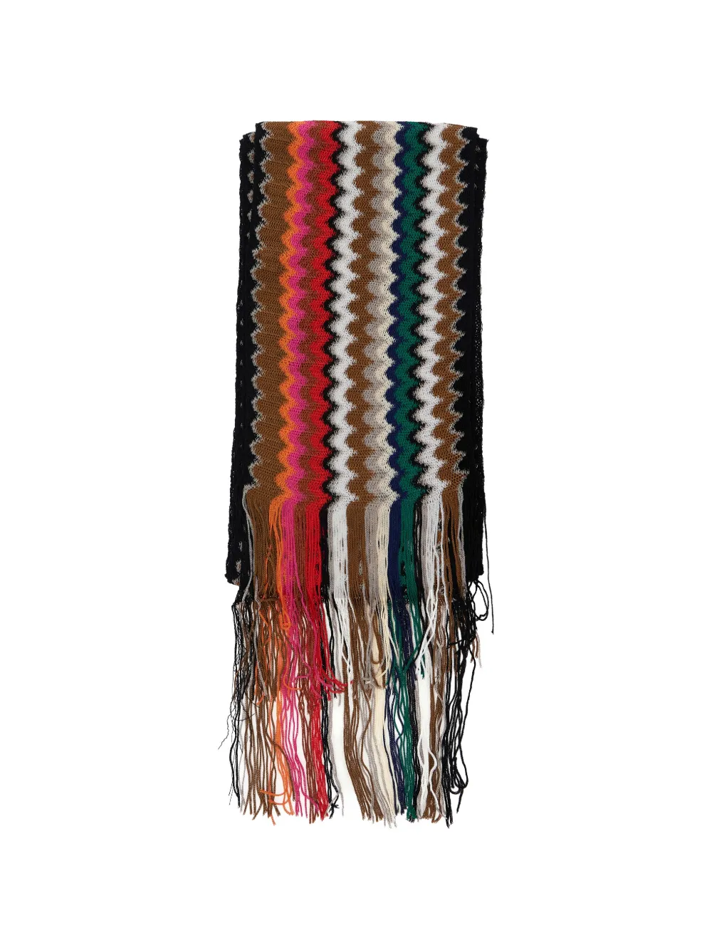 Missoni chevron fringed scarf - Marrone