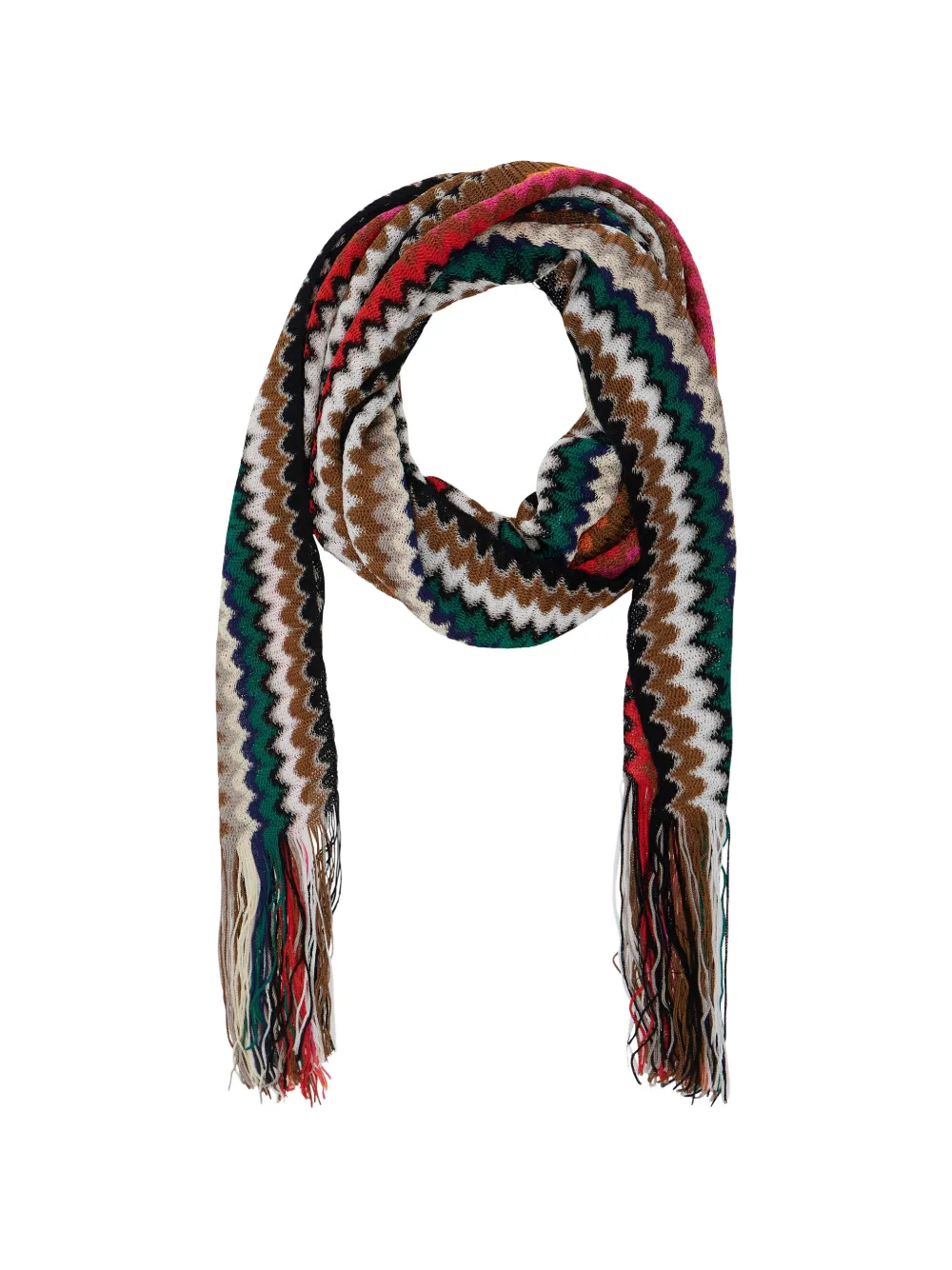  Missoni Chevron Fringed Scarf - Brown 
