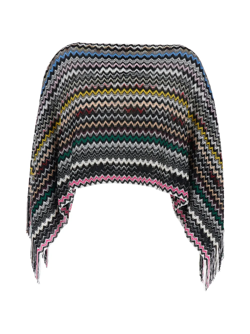 Missoni fringe zigzag poncho - Schwarz
