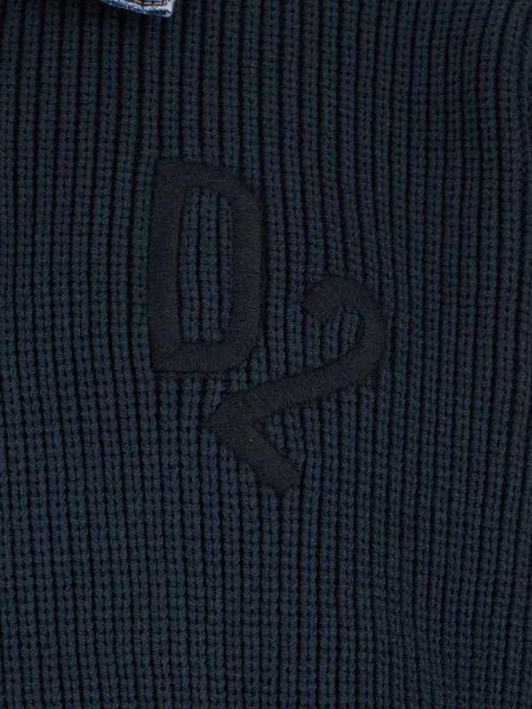 DSQUARED2 denim-collar Stripe Sweater | Blue | FARFETCH ZA