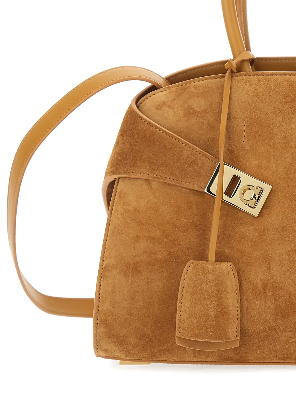  Ferragamo Small Top Handle Tote Bag - Brown 