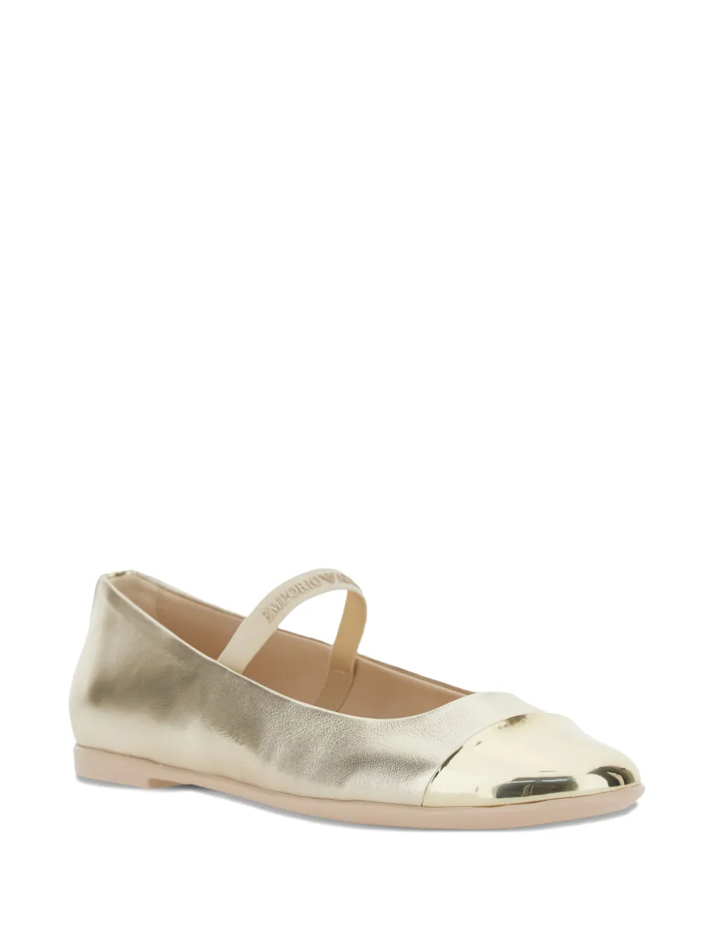 Emporio Armani Kids metallic cap-toe ballerinas - Oro