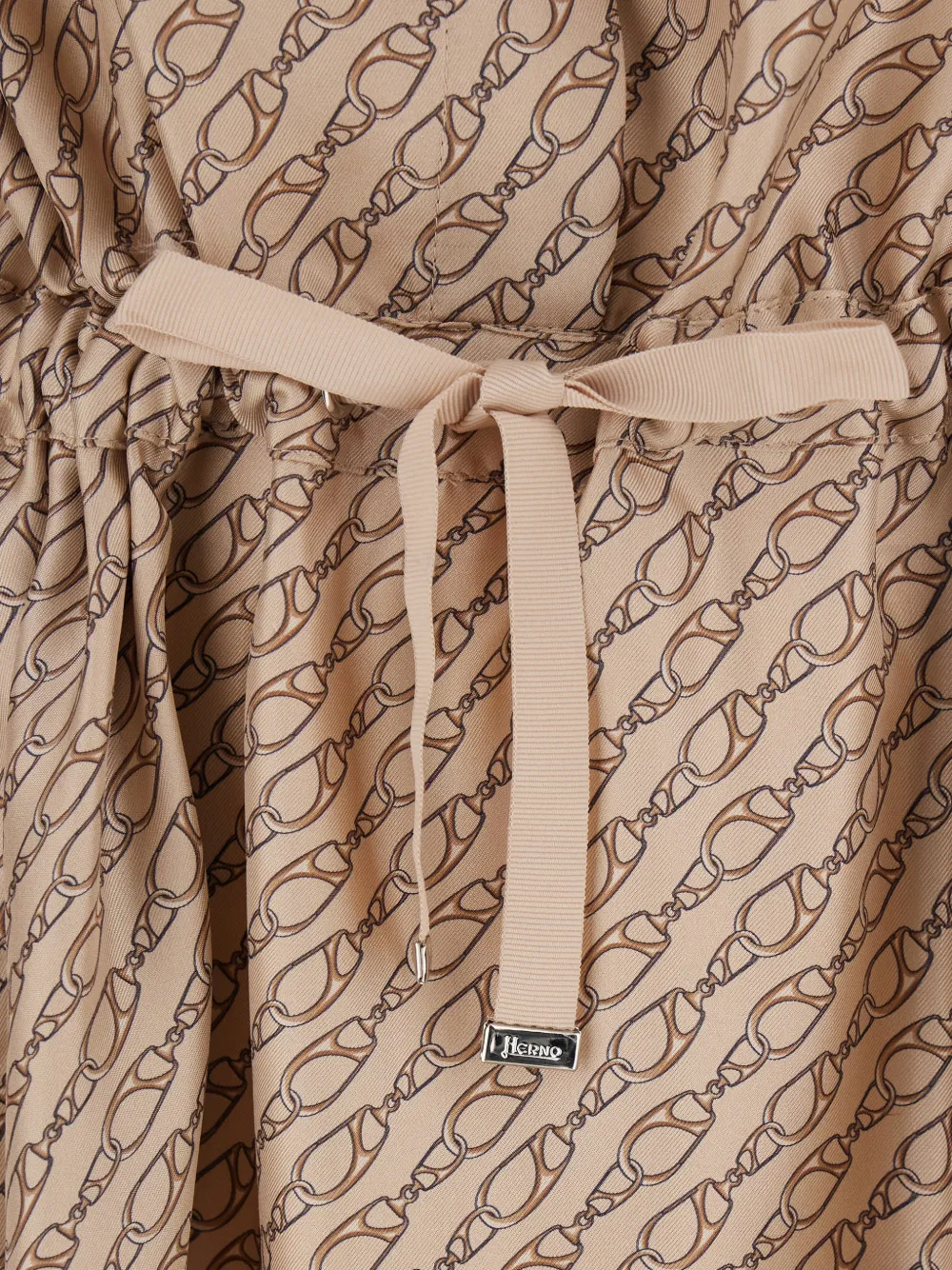  Herno Belt Patterned Midi Shirt Dress - Neutrals 