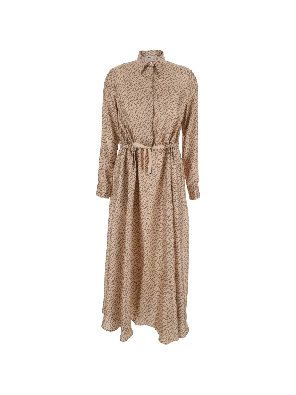 Herno Belt Patterned Midi Shirt Dress In Neutral