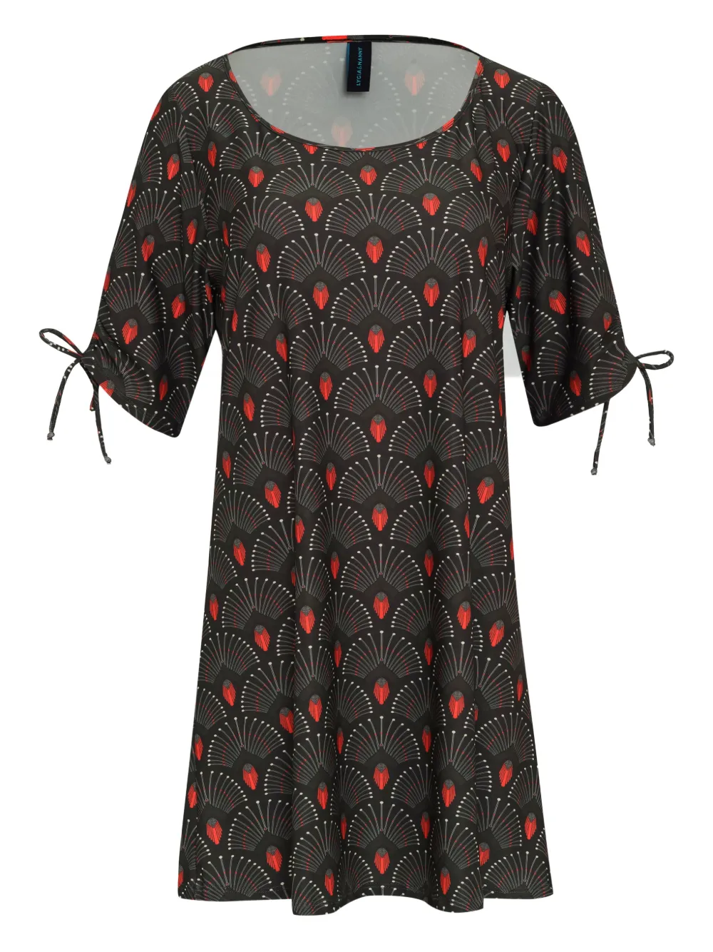 Lygia & Nanny Batuira tie-detail pattern mini dress - Nero