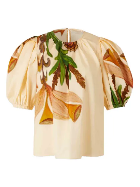 Ulla Johnson Las Olas puffed-sleeve botanical-print top