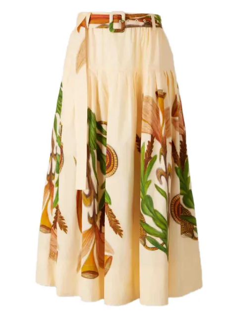 Ulla Johnson Filagree botanical-print belted midi skirt