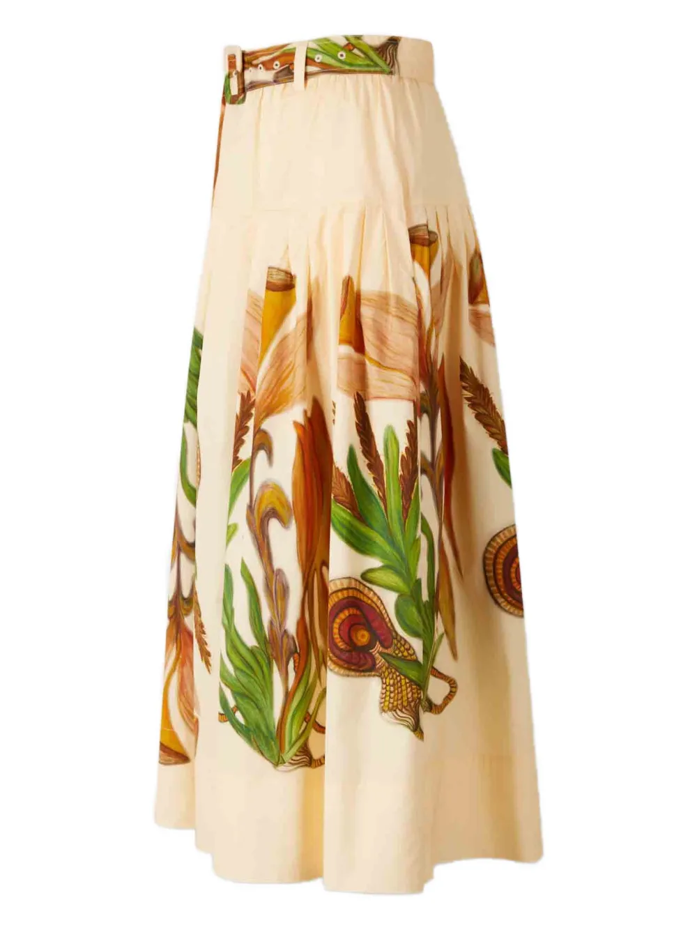 Ulla Johnson Filagree Botanical-print Belted Midi Skirt In Multi