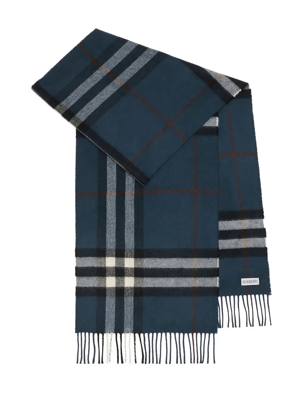 Burberry fringed checked scarf - Blauw