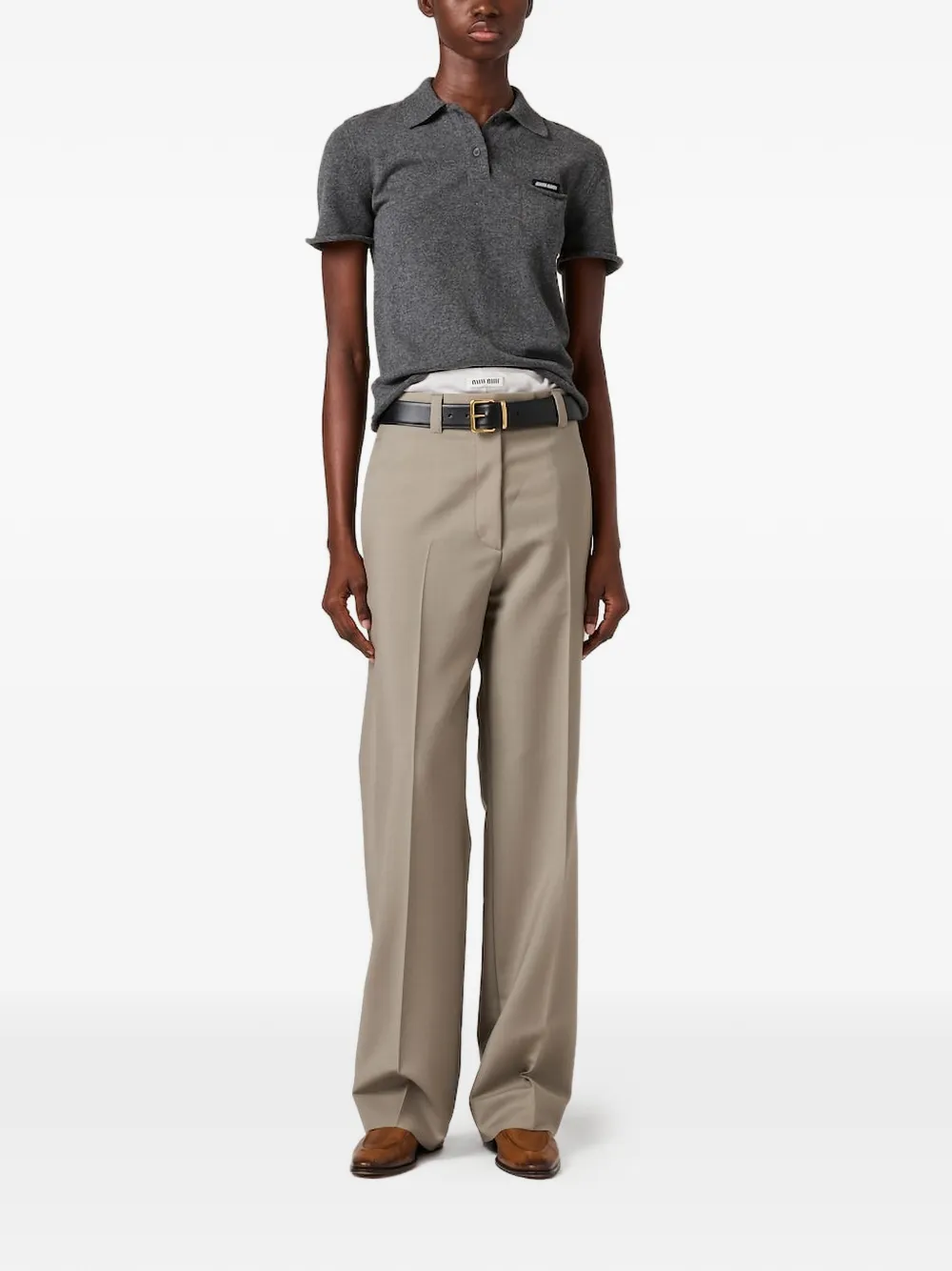 Miu Poloshirt met zak met knoop Grijs