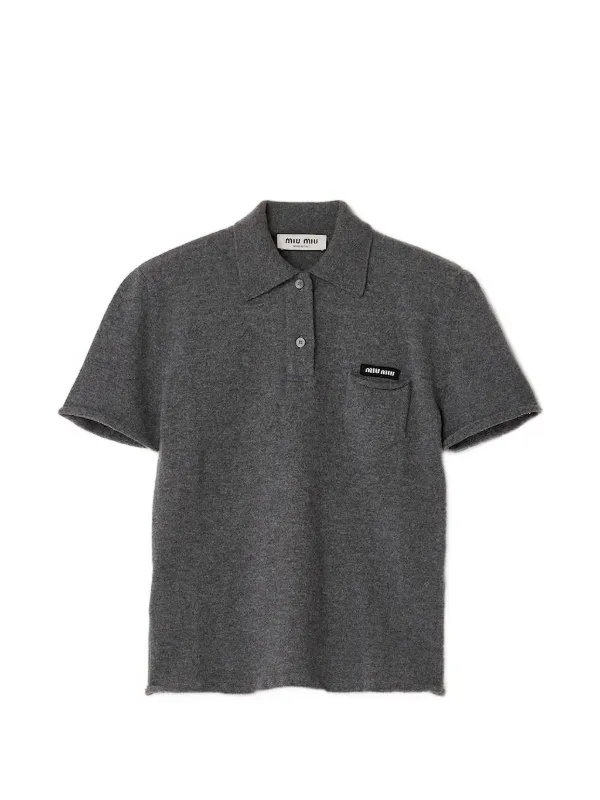 Miu Miu Buttoned Pocket Polo Shirt in Grey