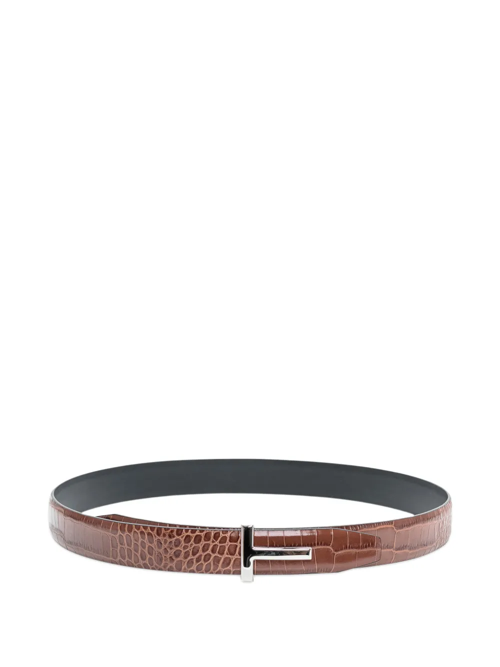 TOM FORD crocodile-effect belt - Marrone