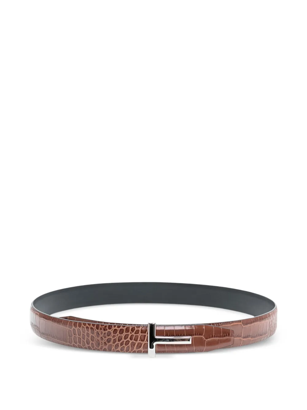 TOM FORD crocodile-effect belt - Marrone
