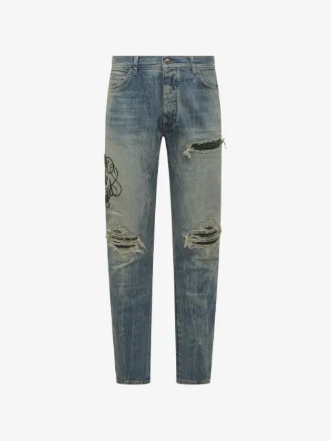 AMIRI embroidered distressed-effect jeans