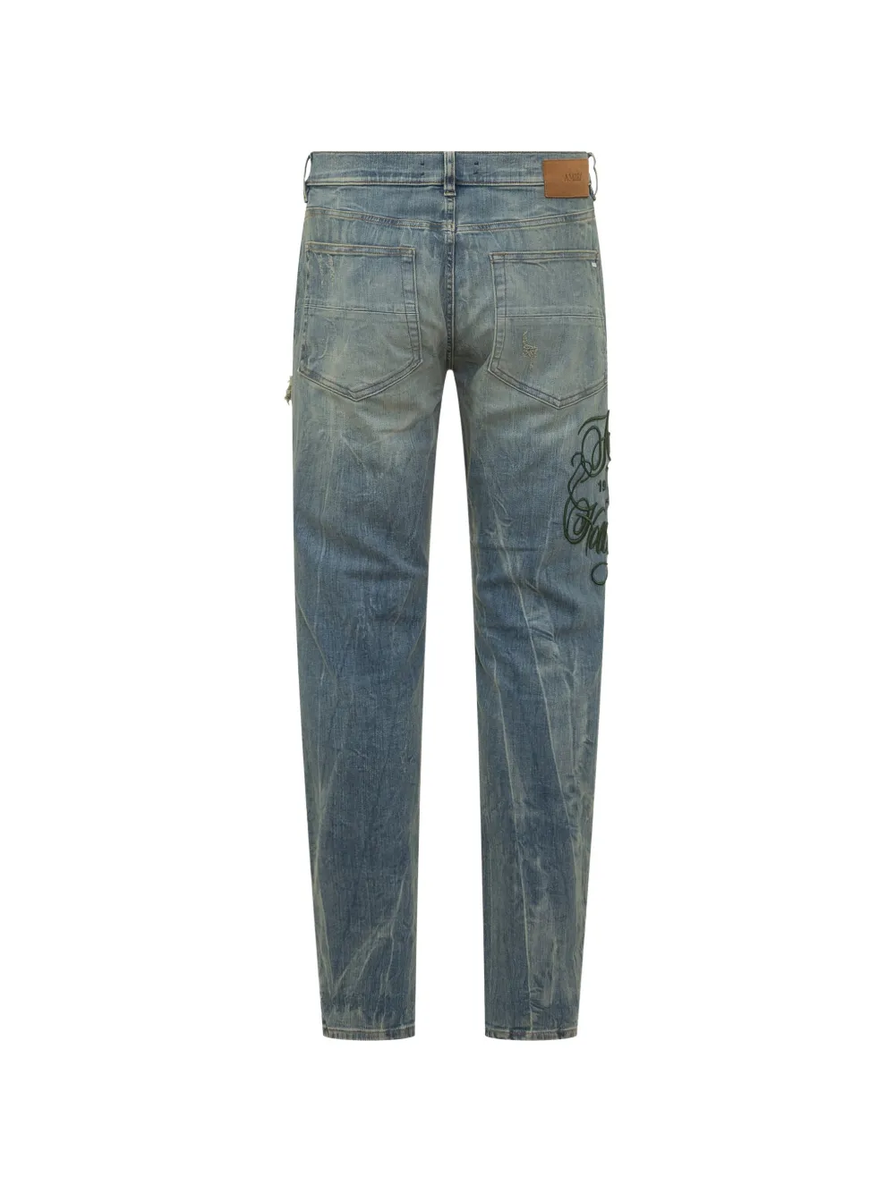 AMIRI embroidered distressed-effect jeans - Blauw