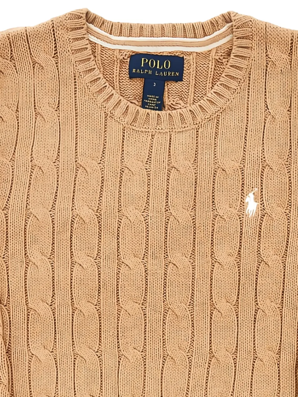 POLO RALPH LAUREN KIDS Kabelgebreide trui met logo Beige