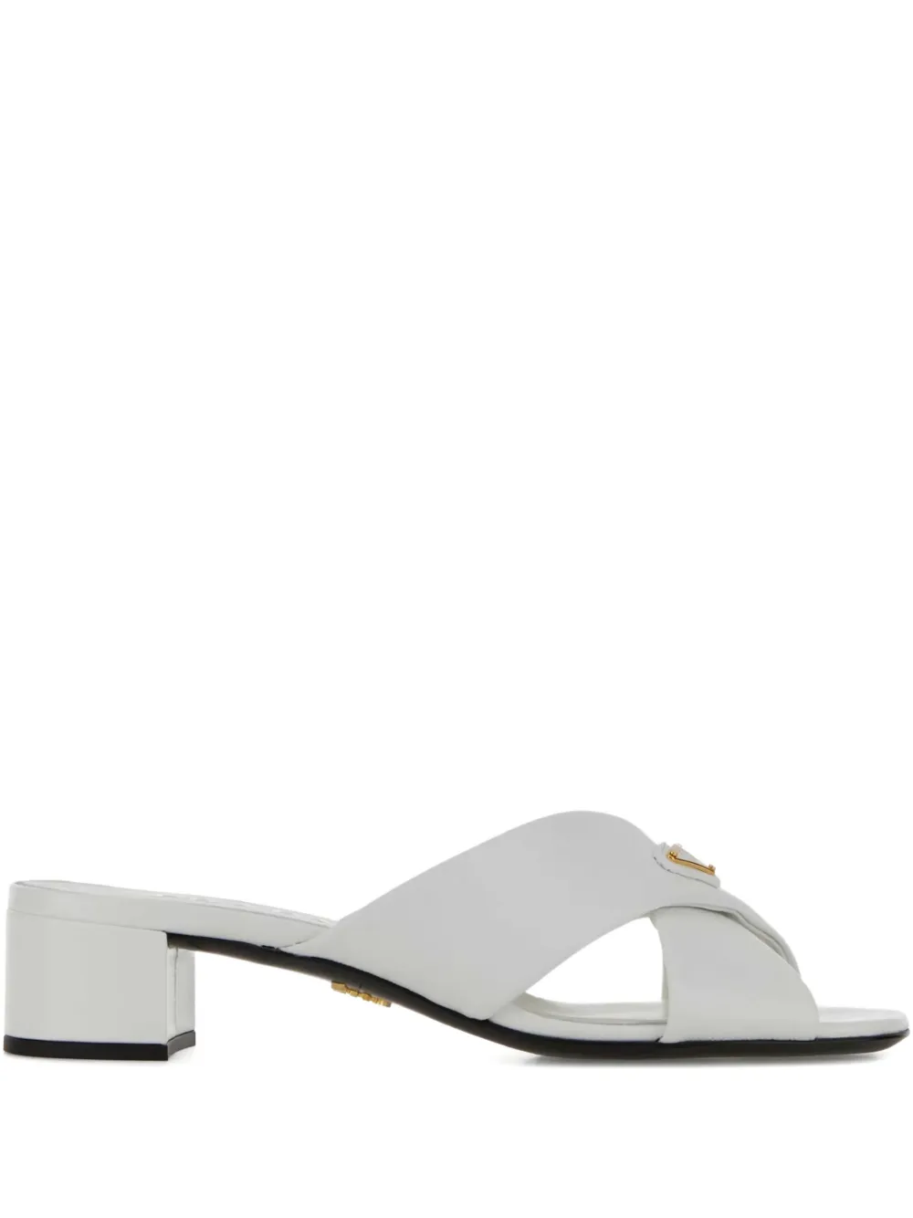 Prada criss-cross leather mules - Bianco