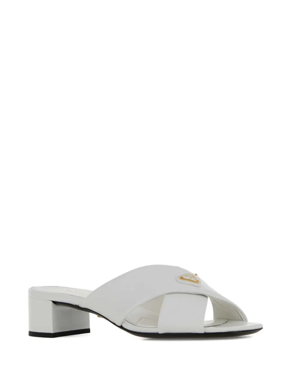 Prada criss-cross leather mules Wit