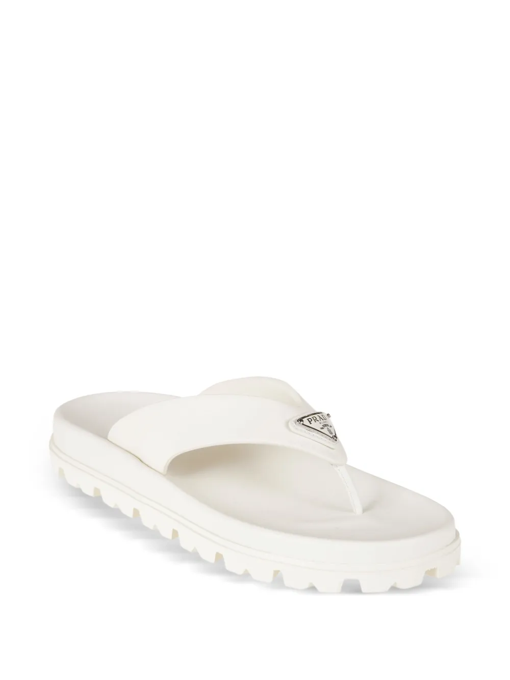 Prada Teenslippers met logoplakkaat Wit