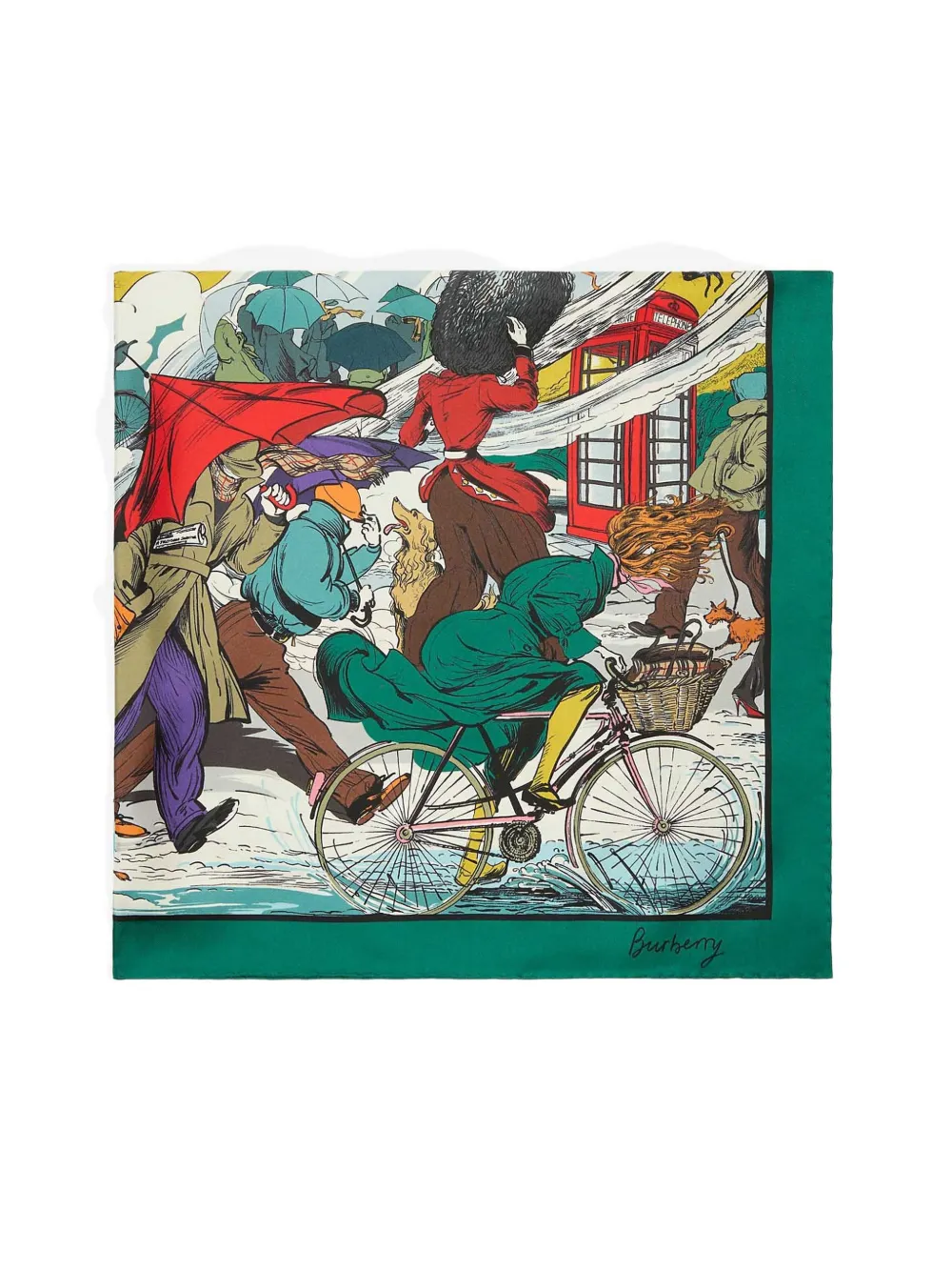 Burberry seasonal-print silk scarf - Groen