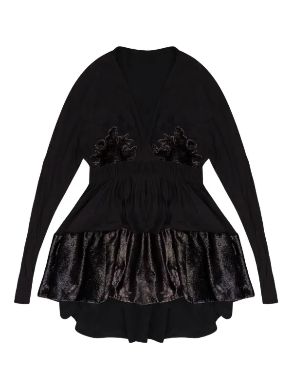 Lanvin Lace V-neck Flared Top in Brown