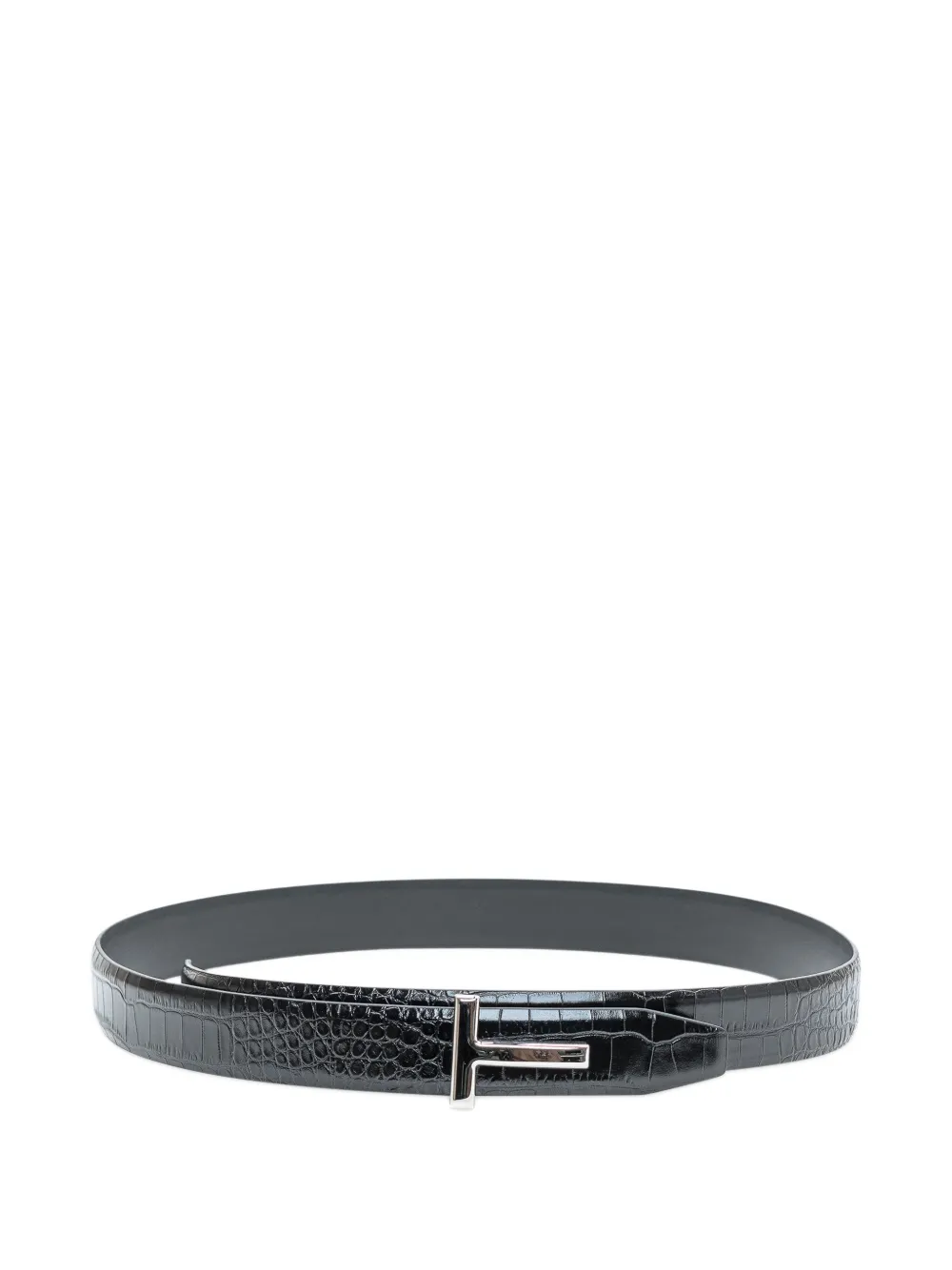 TOM FORD shiny-effect crocodile-effect belt - Schwarz