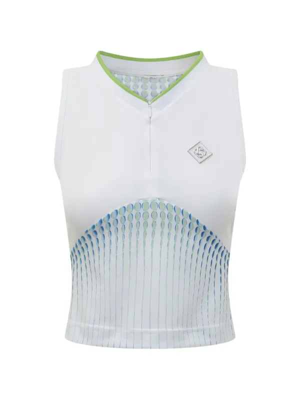 Casablanca Tennis Printed Racer Top in White