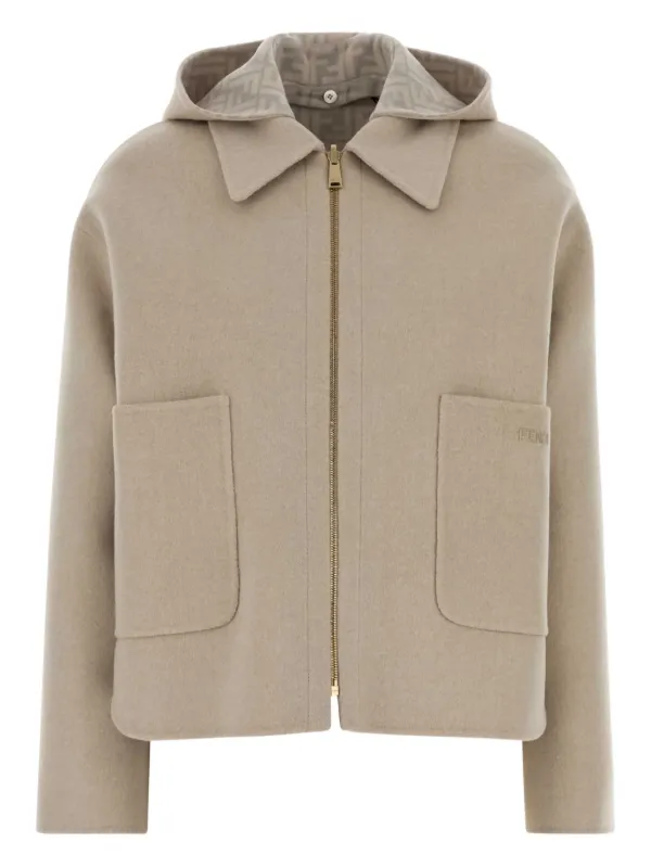 FENDI ジップアップ フーデッドジャケット | ニュートラル | FARFETCH JP