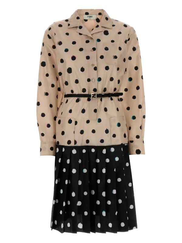 Fendi Polka-dot-pattern Dress in Neutrals