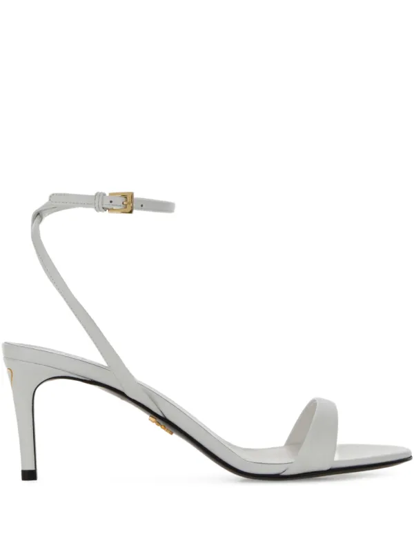 Prada Leather Buckled Sandals in White