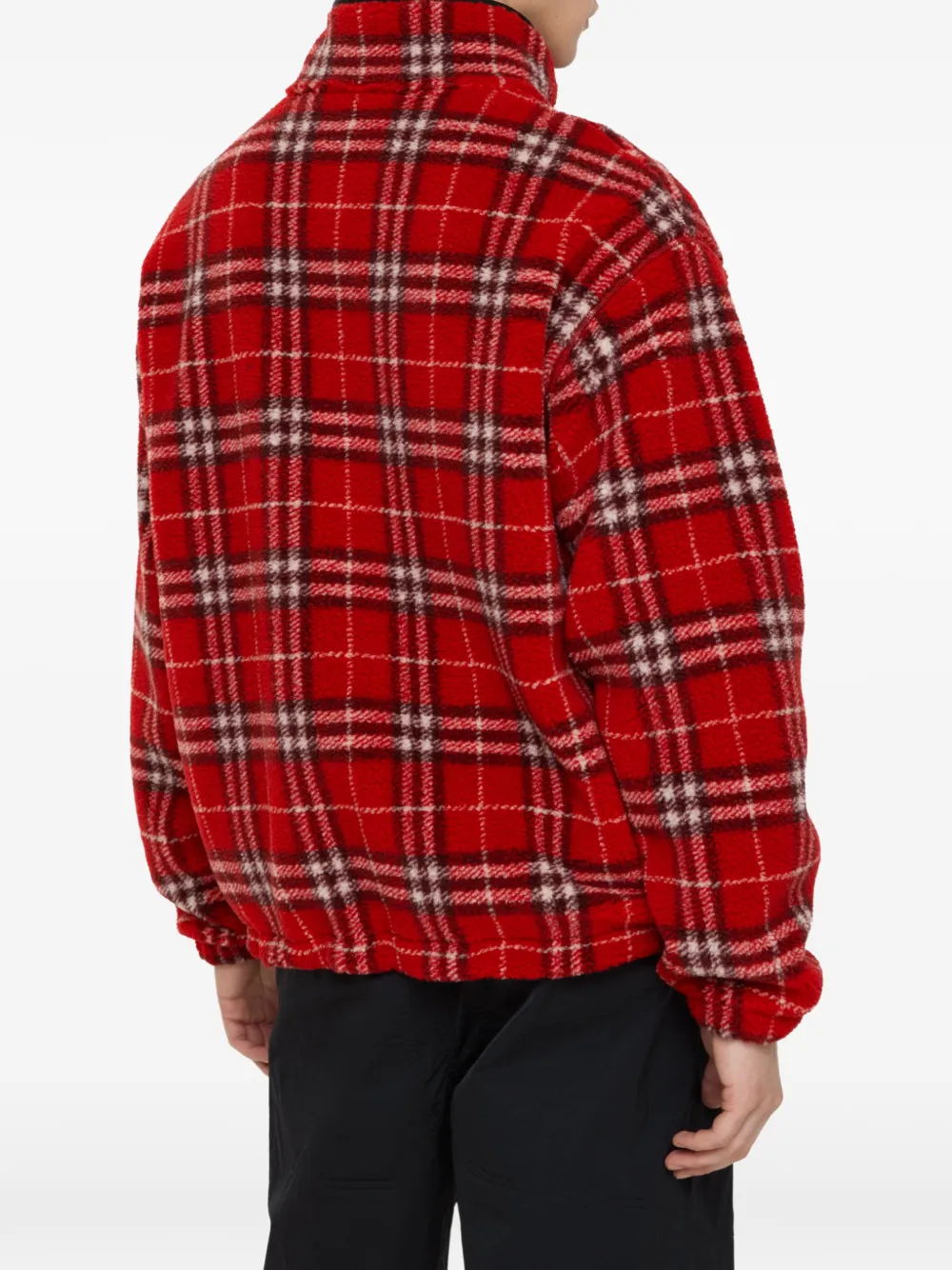 Burberry Check funnel-neck Fleece Jacket | Red | FARFETCH JO