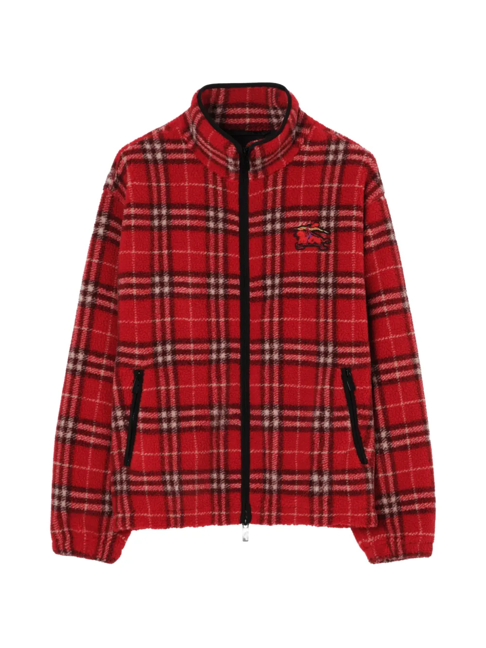 Burberry check funnel-neck fleece jacket - Rosso