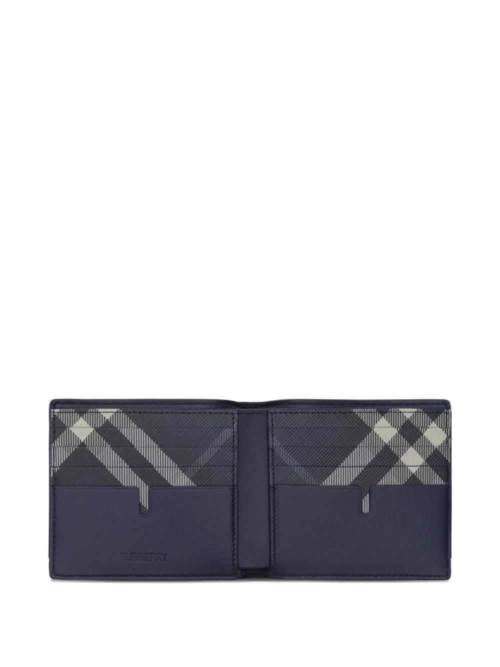  Burberry Embossed Check Bi-fold Wallet - Blue 