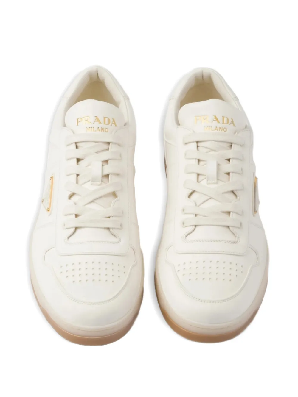 Prada Downtown leren sneakers met logoplakkaat Wit