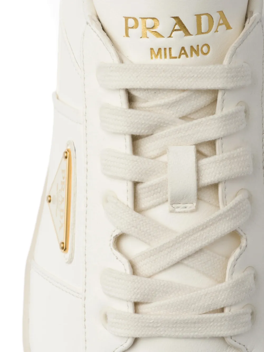 Prada Downtown leren sneakers met logoplakkaat Wit