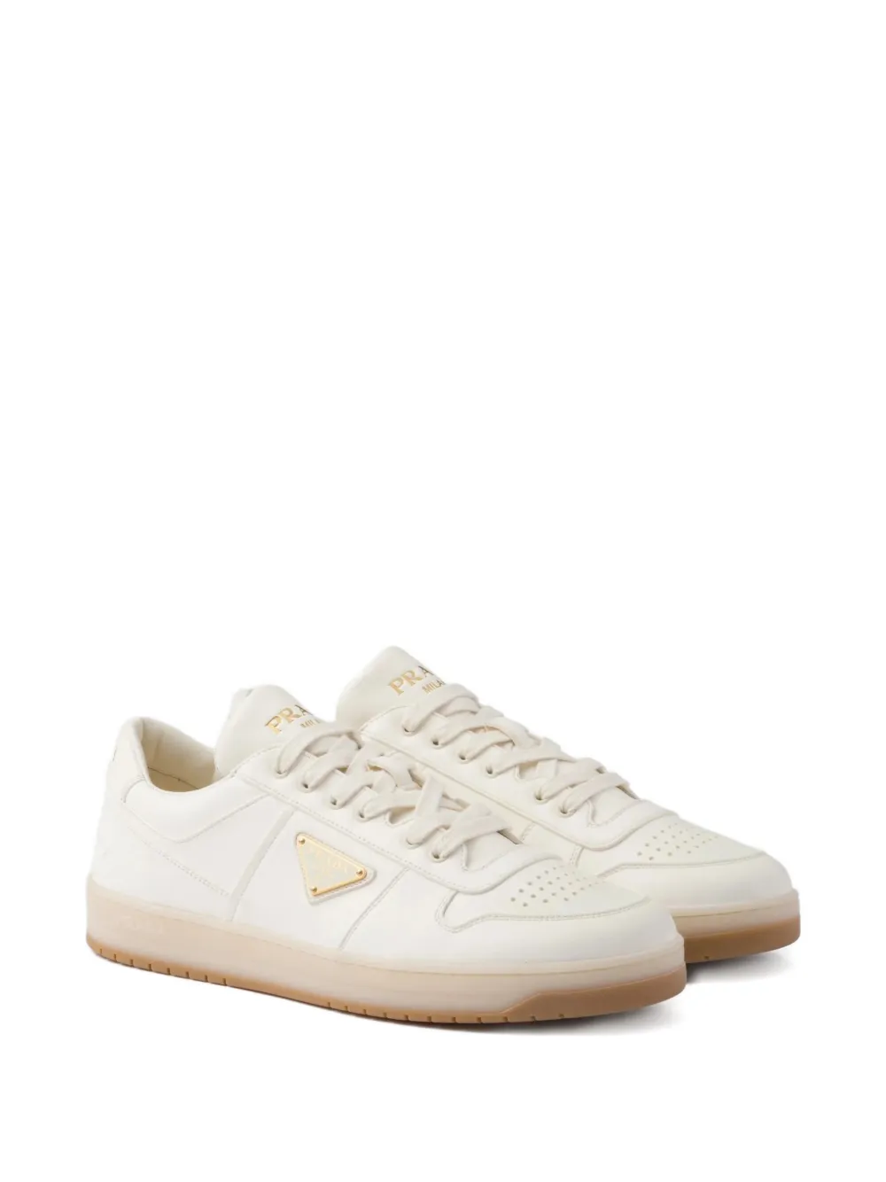 Prada Downtown leren sneakers met logoplakkaat Wit