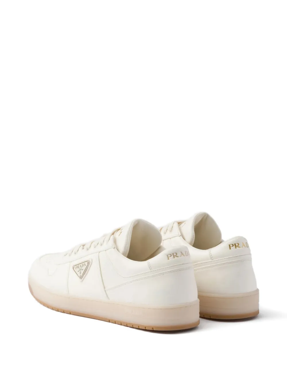 Prada Downtown leren sneakers met logoplakkaat Wit
