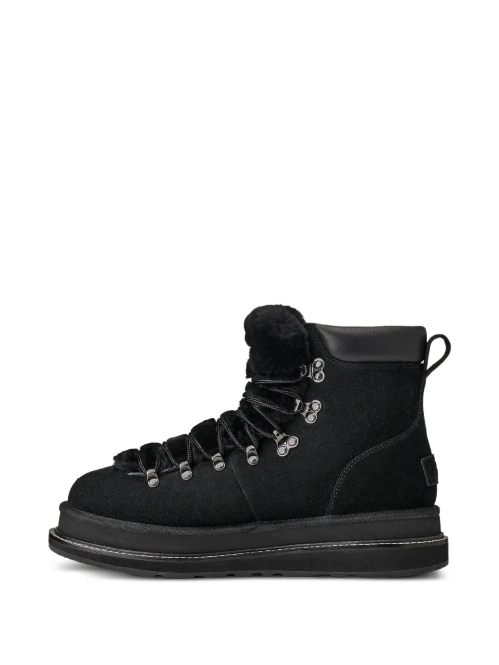 sacai X UGG Fur-trim Sneakers in Black, view 4