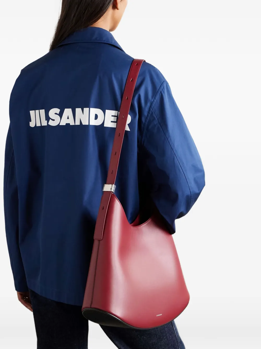 Jil Sander Eldorado leather shoulder bag - Rood