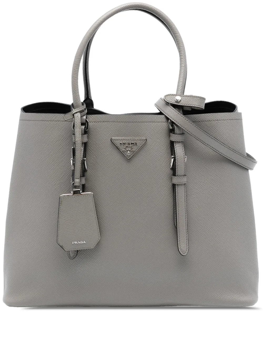 Prada Pre-Owned 2000-2025 Large Saffiano Cuir Double satchel | Grey | Image 1