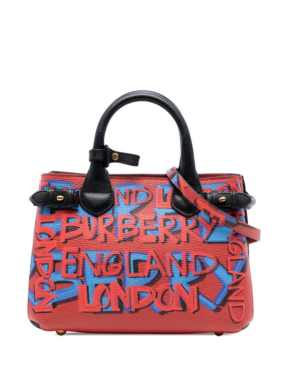 Burberry Pre-Owned 2000-2017 Small Graffiti Print Grainy Calfskin Banner satchel - Blu