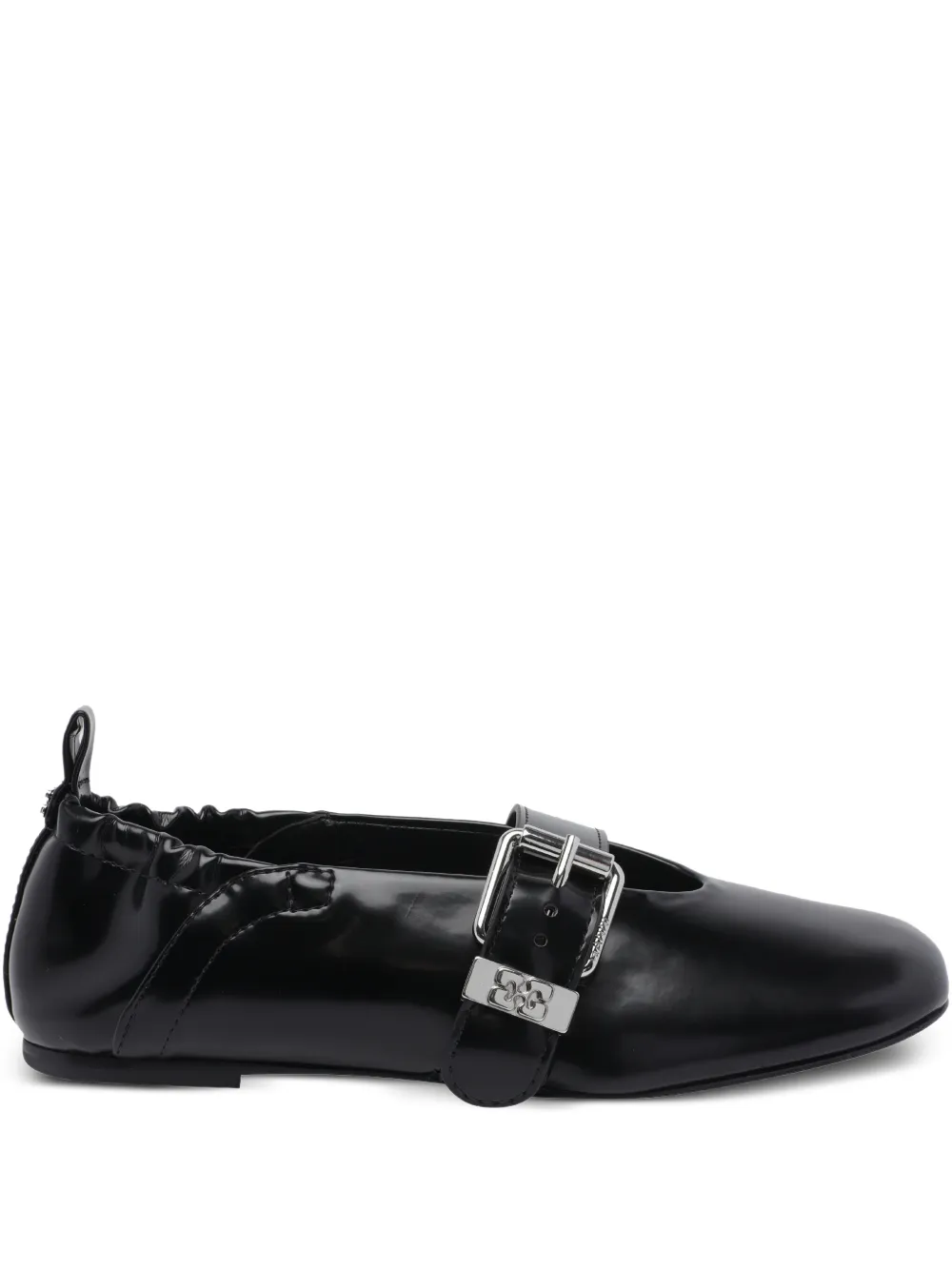 GANNI Sue buckle-detail ballet flats - Nero