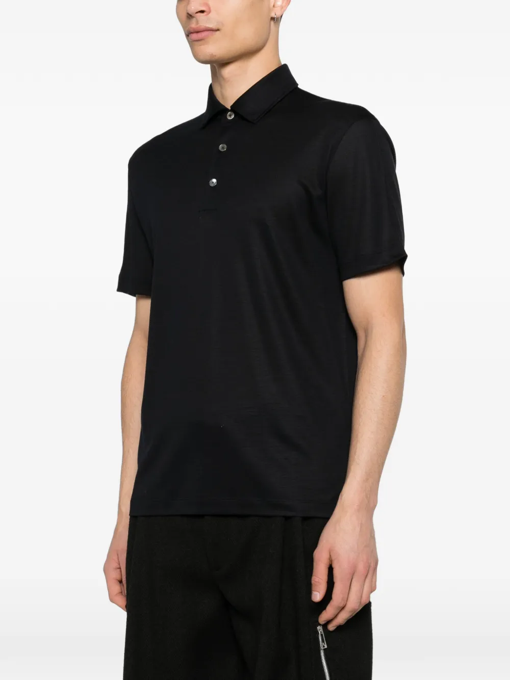 Zegna Wollen poloshirt met knopen Zwart