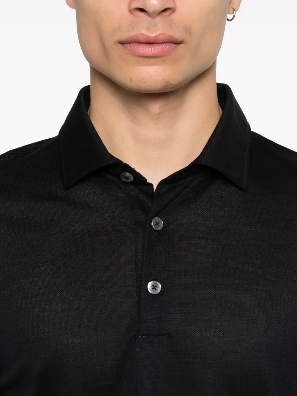 Zegna Wollen poloshirt met knopen Zwart