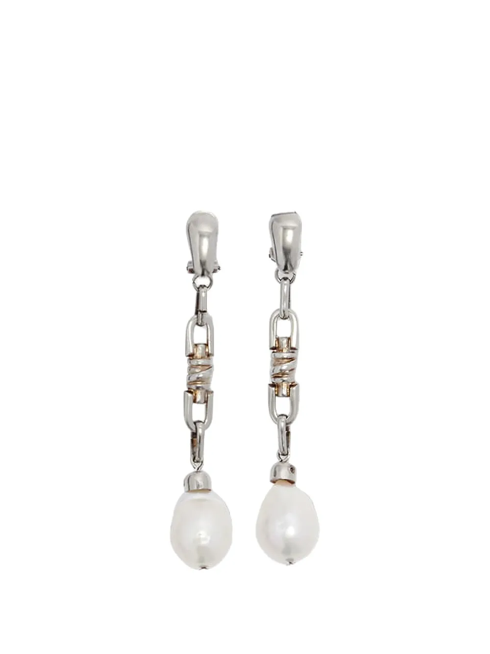 Ermanno Scervino faux-pearl chain-link earrings - Argento