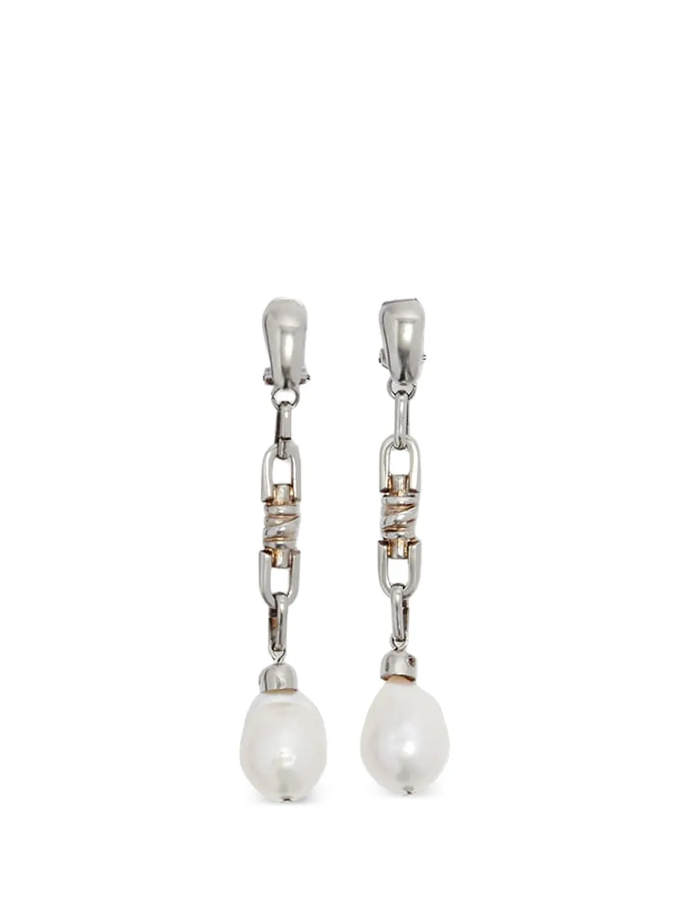 Ermanno Scervino faux-pearl chain-link earrings - Argento