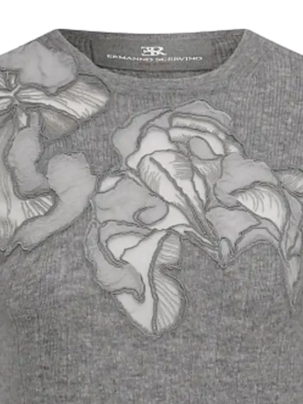 Ermanno Scervino Geribbelde trui met bloemapplicatie Grijs