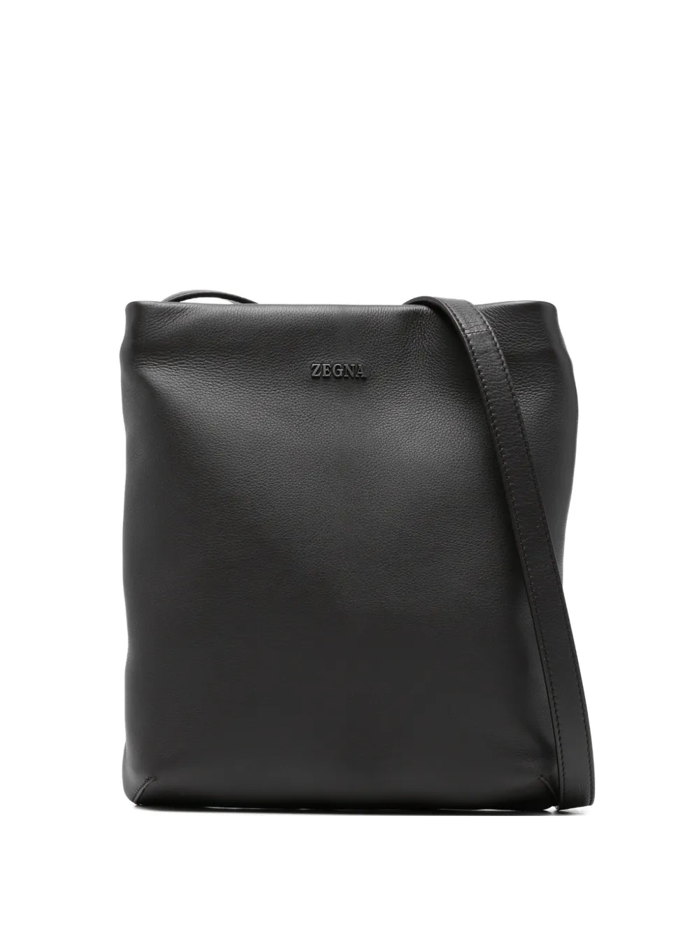 Zegna 로고 장식 레더 메신저 백 | 브라운 | Image 1